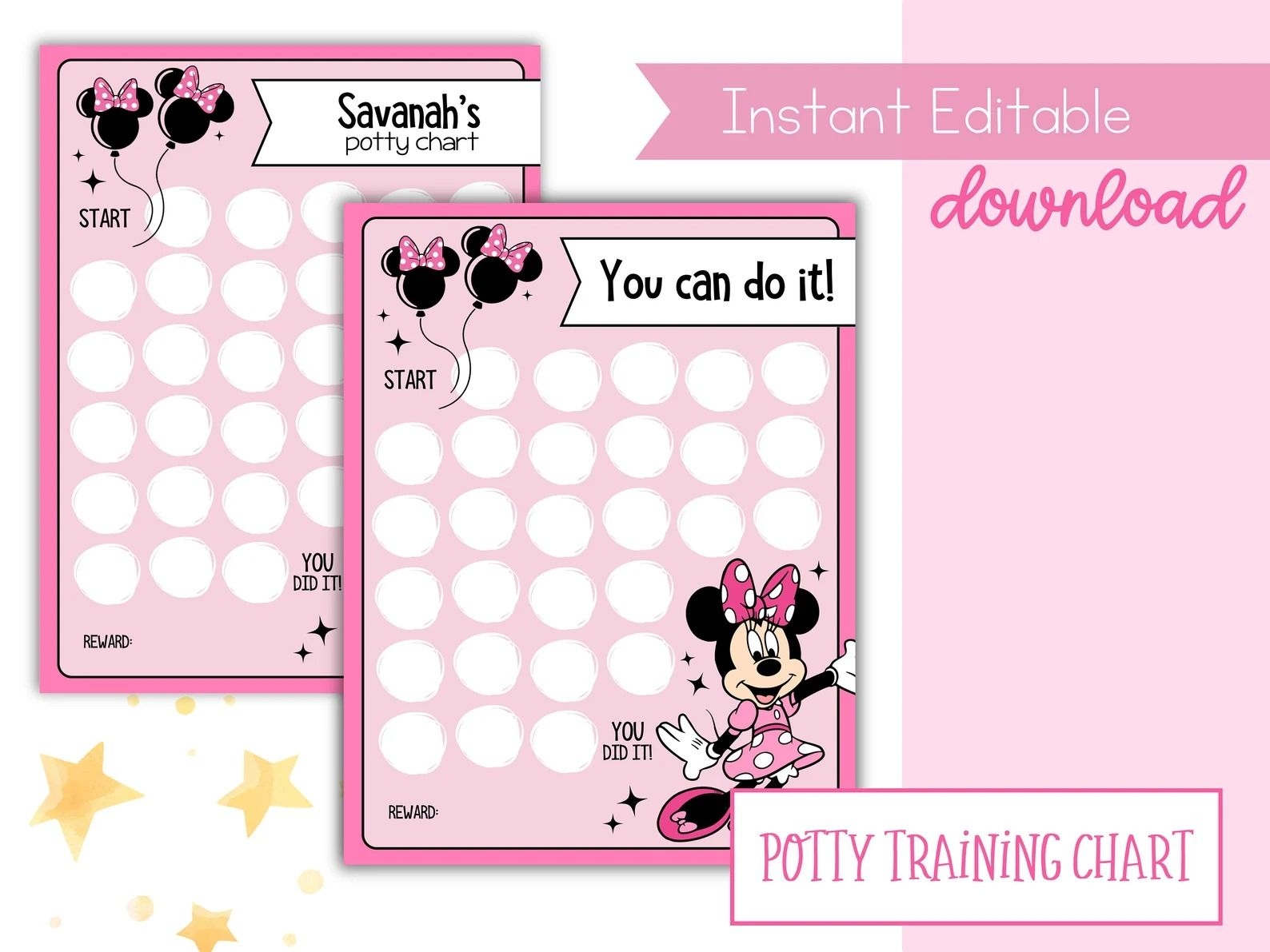Minnie Potty Training Chart Printable Minnie Mouse Potty Etsy