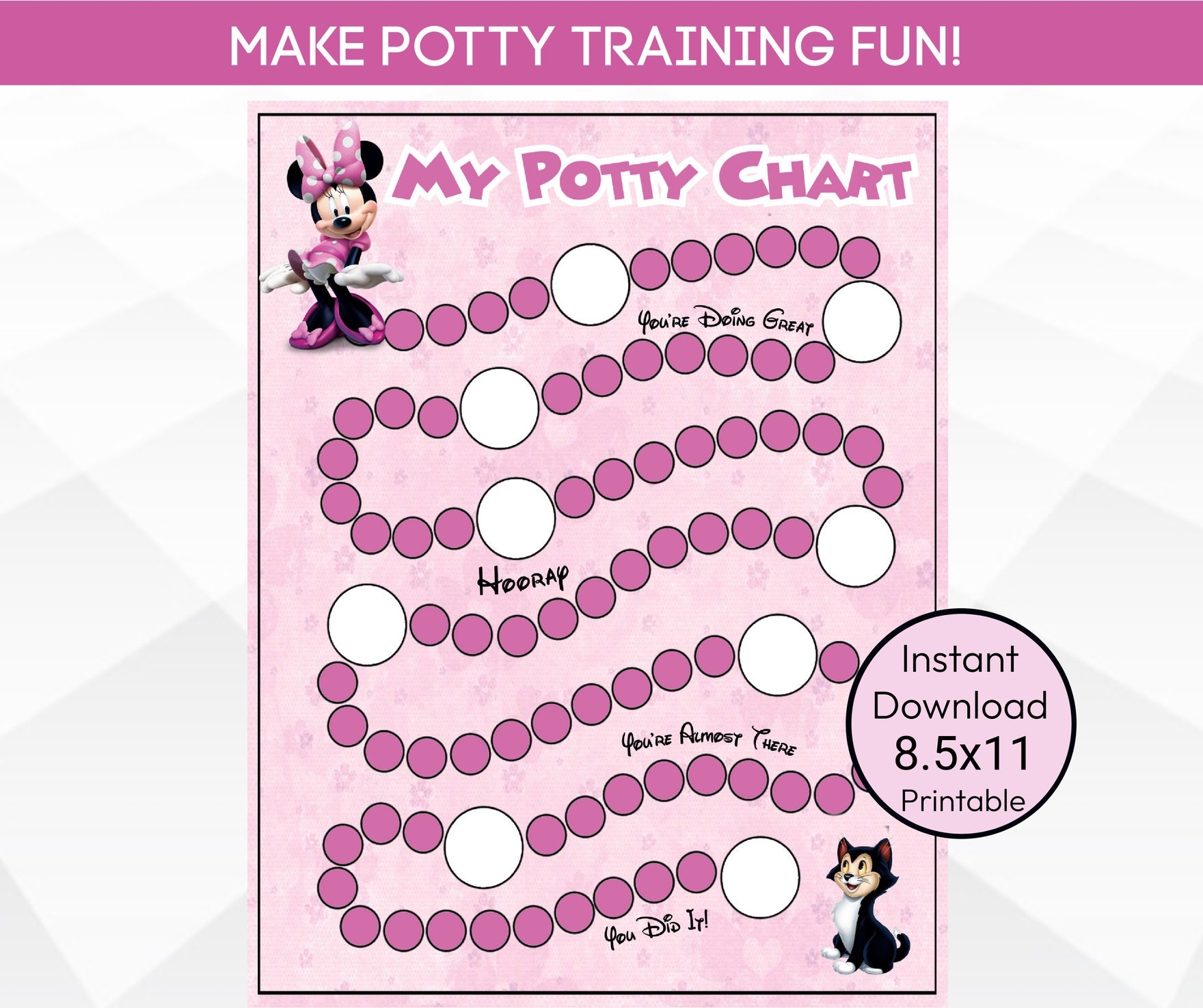 Minnie Potty Training Chart Printable Minnie Mouse Potty Training Chart Potty Training Tips Instant Download Reward Chart Etsy