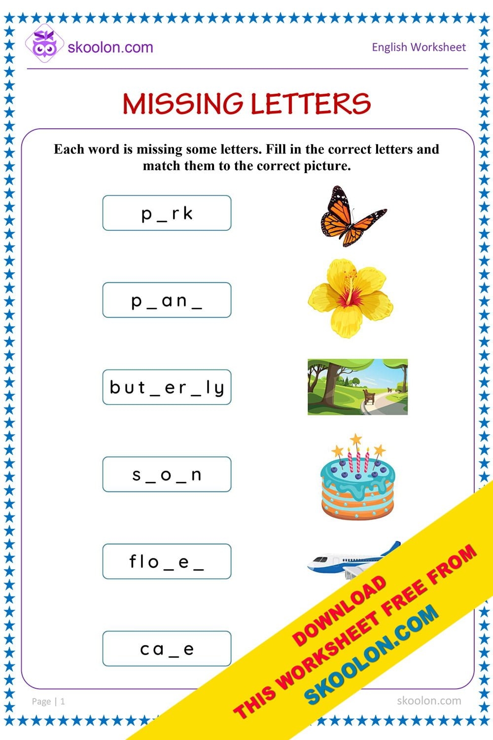 Free Printable Missing Letter Worksheets