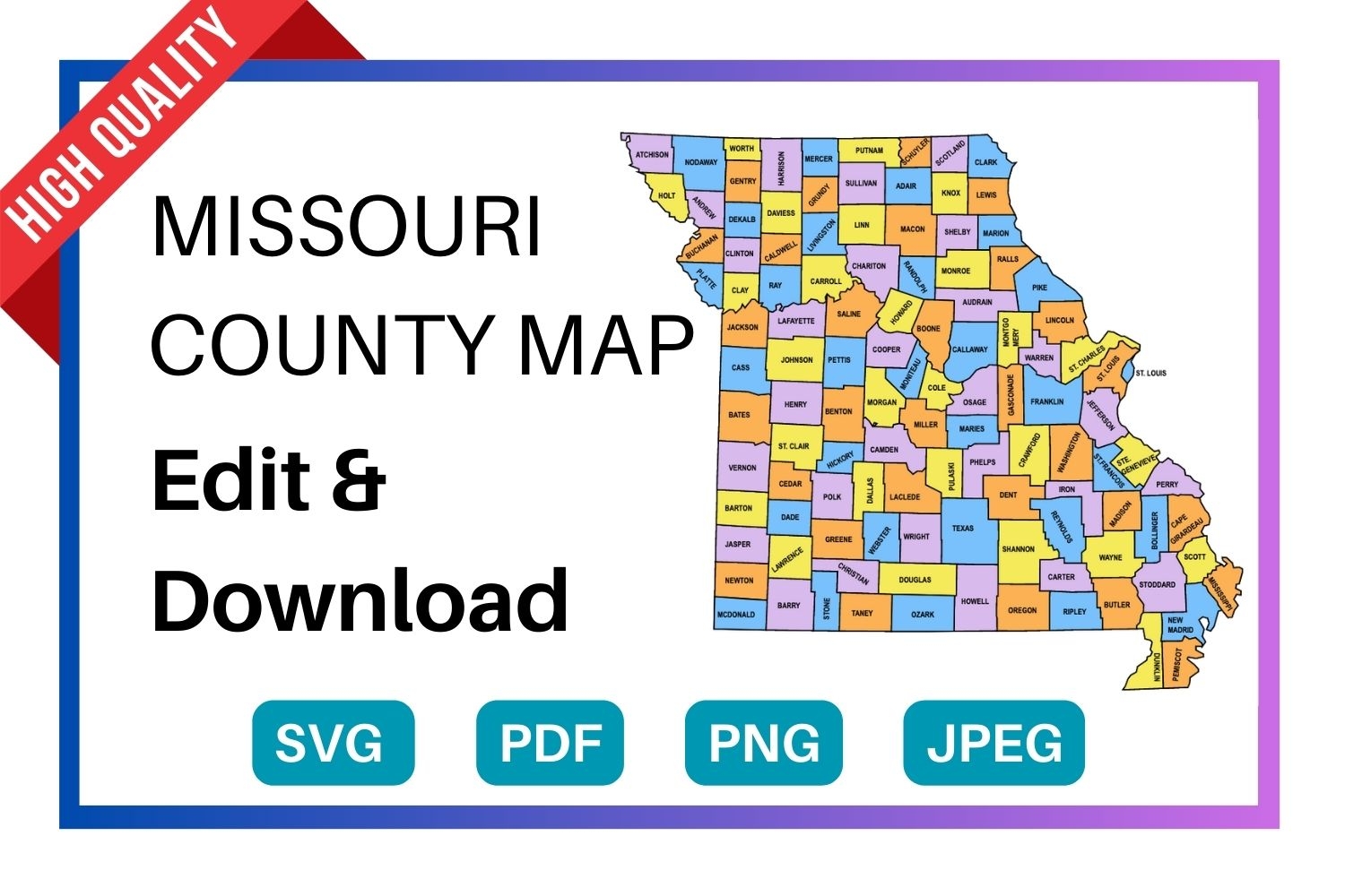 Missouri County Map Editable U0026 Printable State County Maps