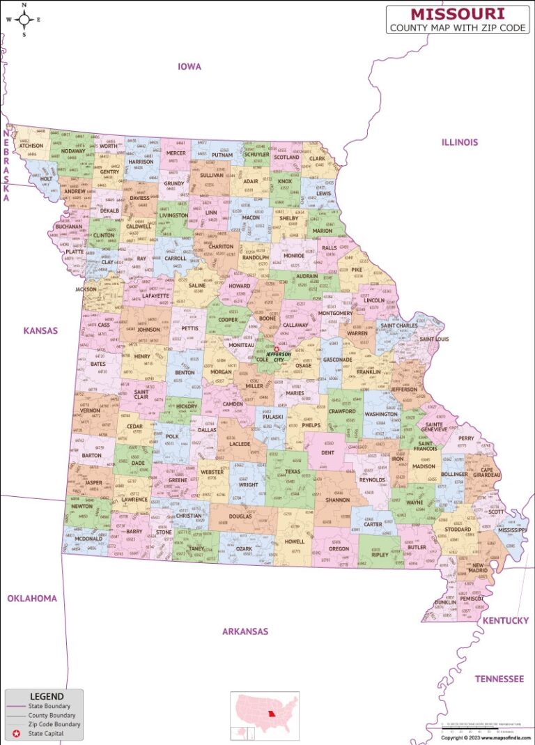 Missouri County Zip Codes Map
