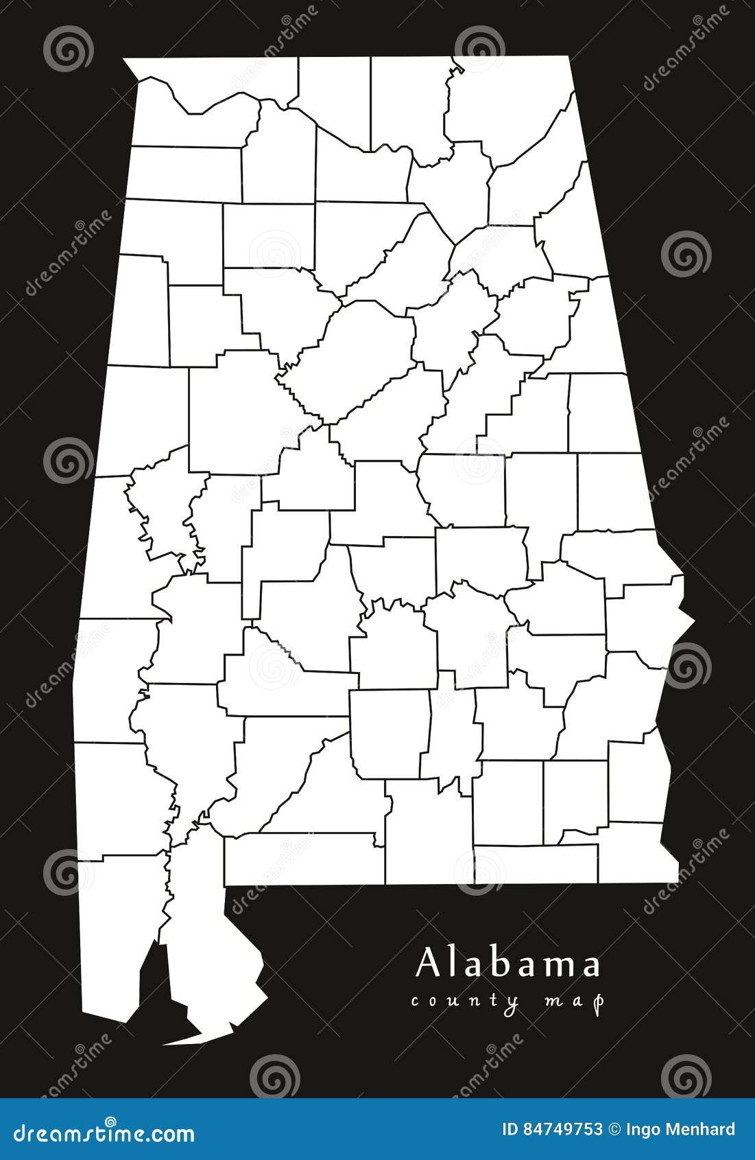 Modern Map Alabama County Map USA Black And White Silhouette Stock Illustration Illustration Of Design Provinces 84749753