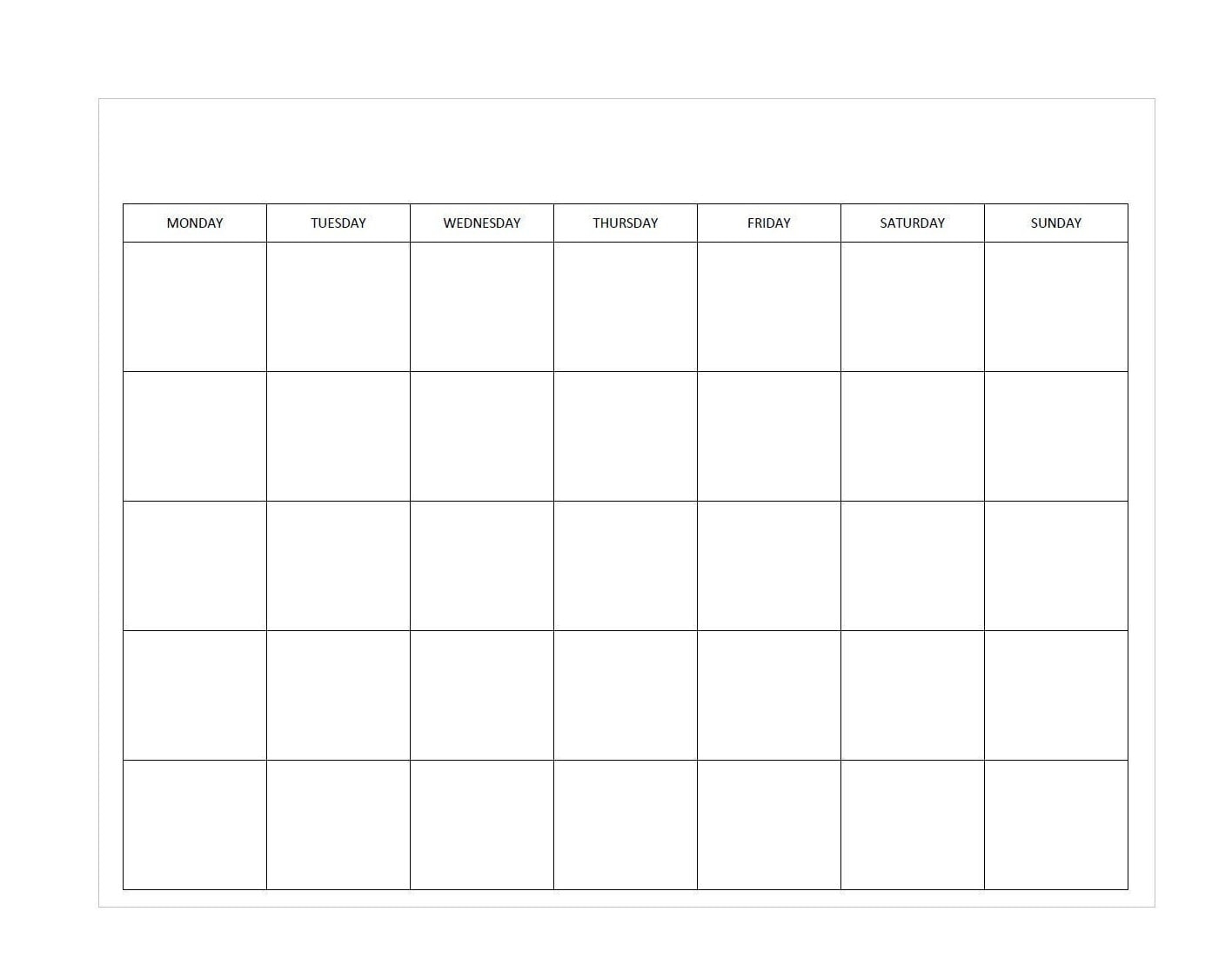 Monday Start Unlimited Prints Blank Monthly Calendar Includes 2 Styles Minimalist Instant Download File 2 11 x8 5 Landscape Etsy