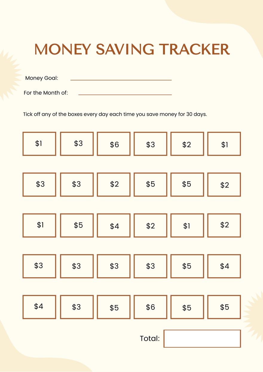 Money Saving Chart In Illustrator PDF Download Template