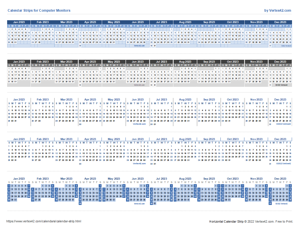 Monitor Calendar Strip Template