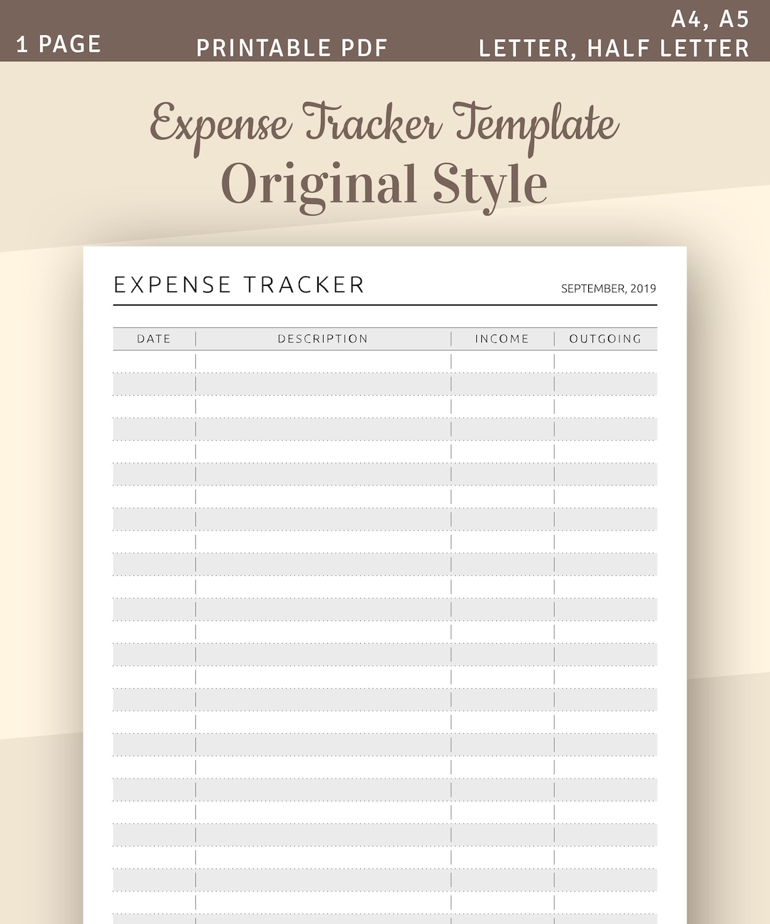 Monthly Expense Tracker Template Printable Monthly Budget Income Outgoing Budget Organizer A4 A5 Letter Half Letter Printable PDF Etsy