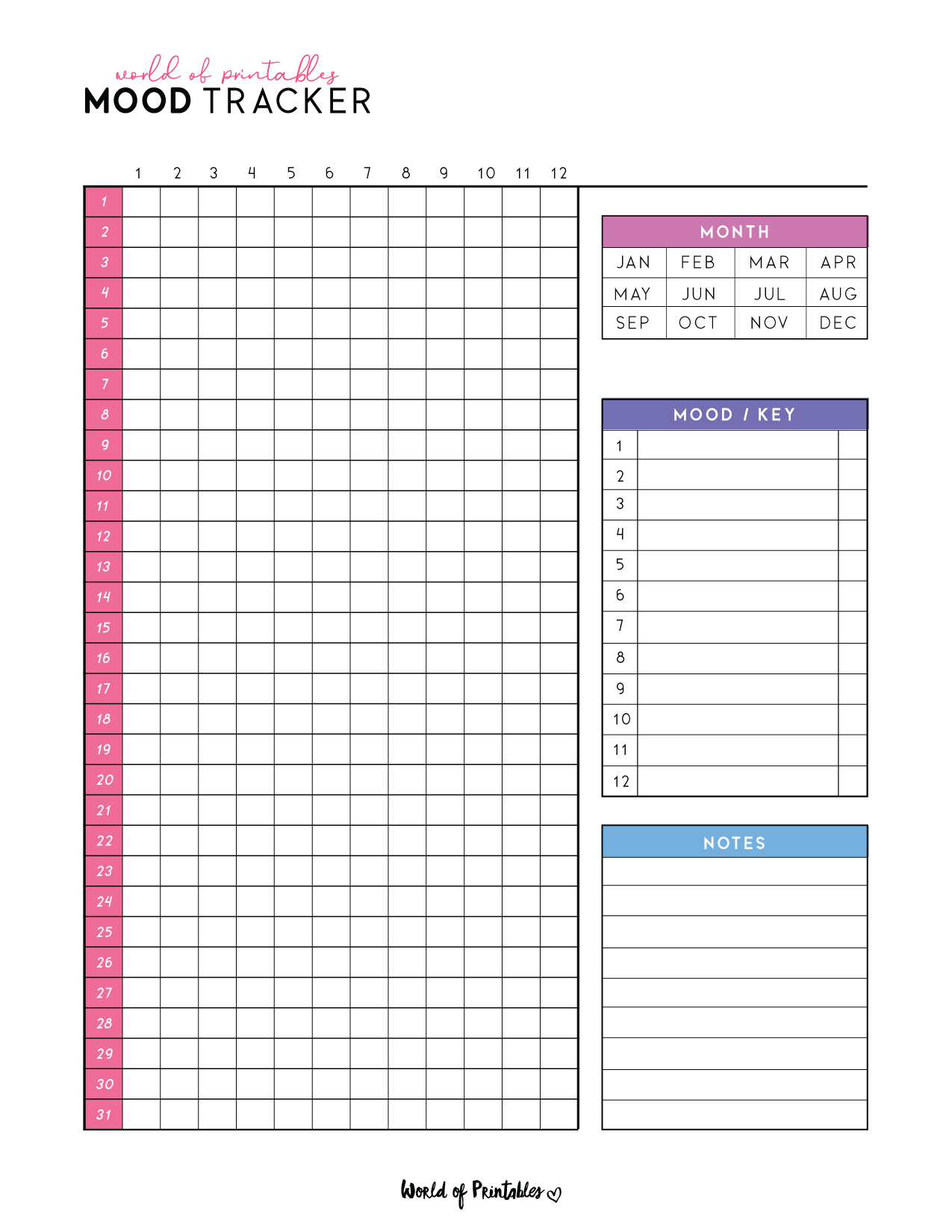 Daily Mood Chart Printable