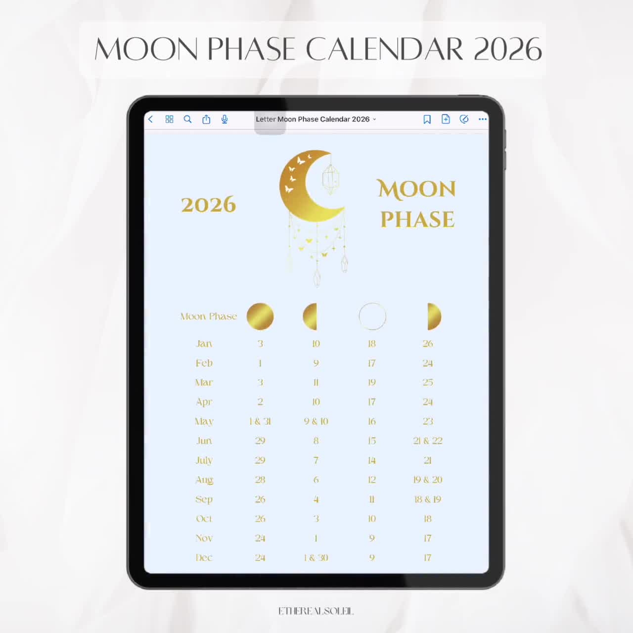Moon Phase Calendar 2026 Lunar Calendar Moonphases Moonphase Printable Moonphase Lunar Calendar 2026 Moonphase Phase Etsy