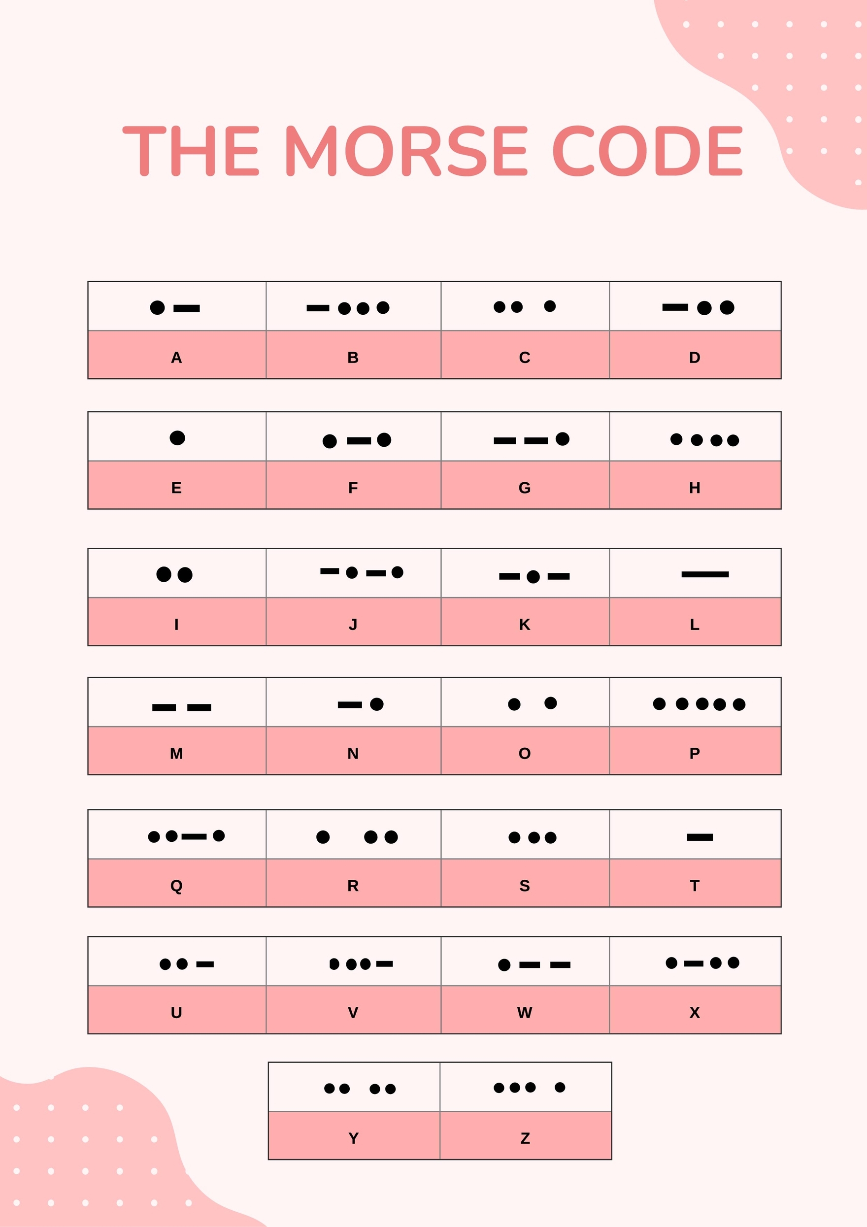Morse Code Sheet Printable