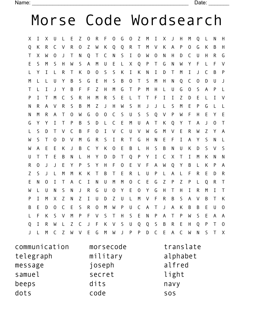 Morse Code Wordsearch WordMint