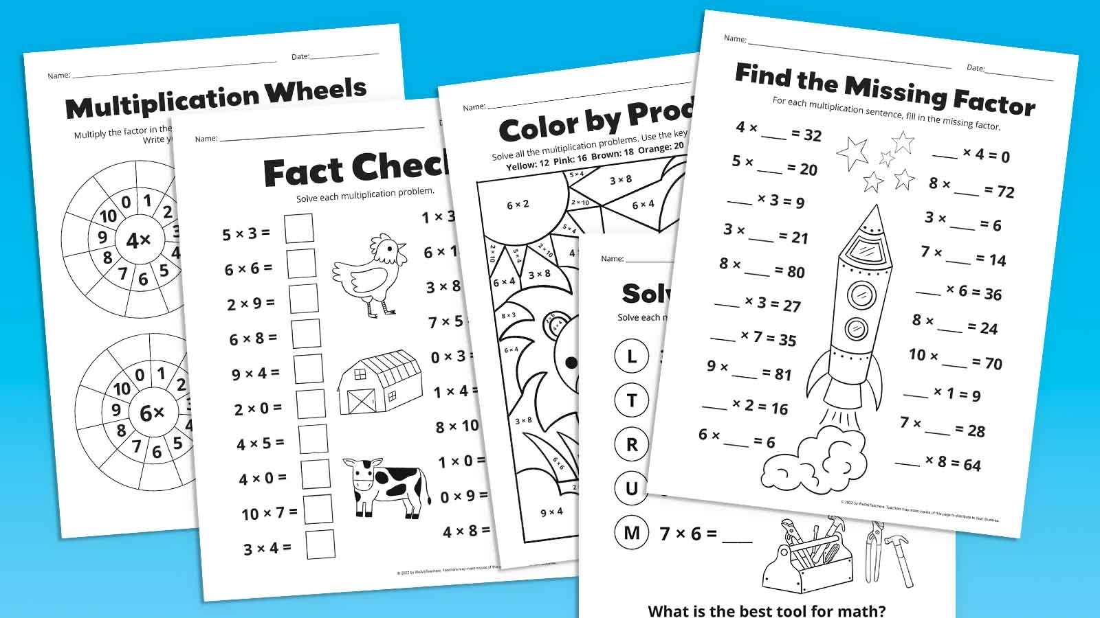 Printable Multiplication Facts Worksheets