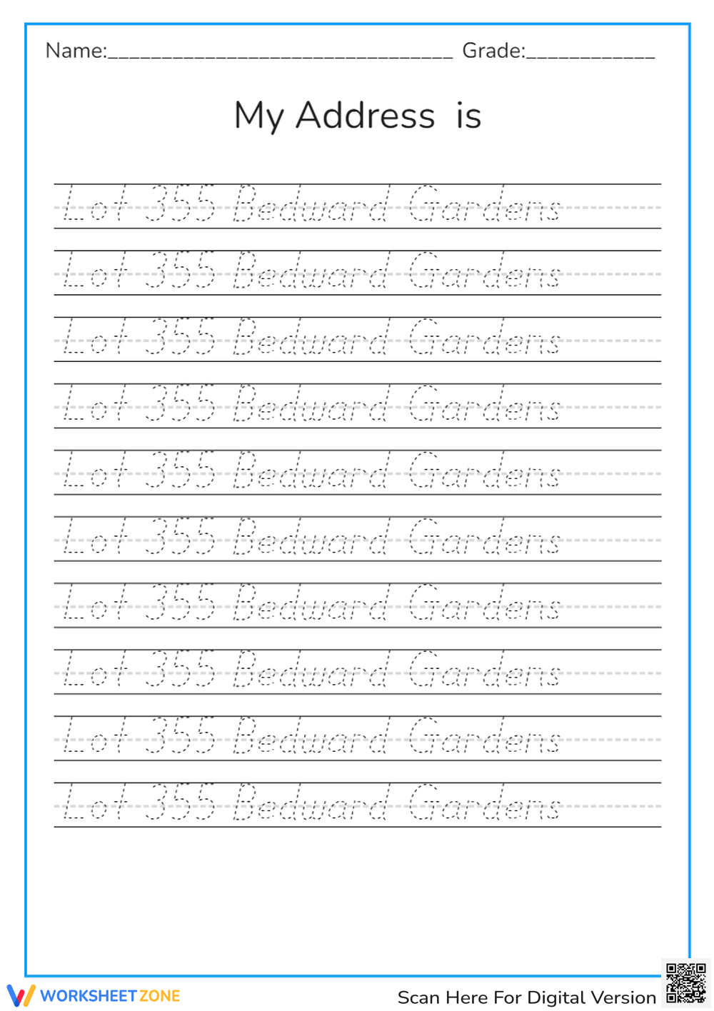 My Address Writing Practice Worksheet Worksheet