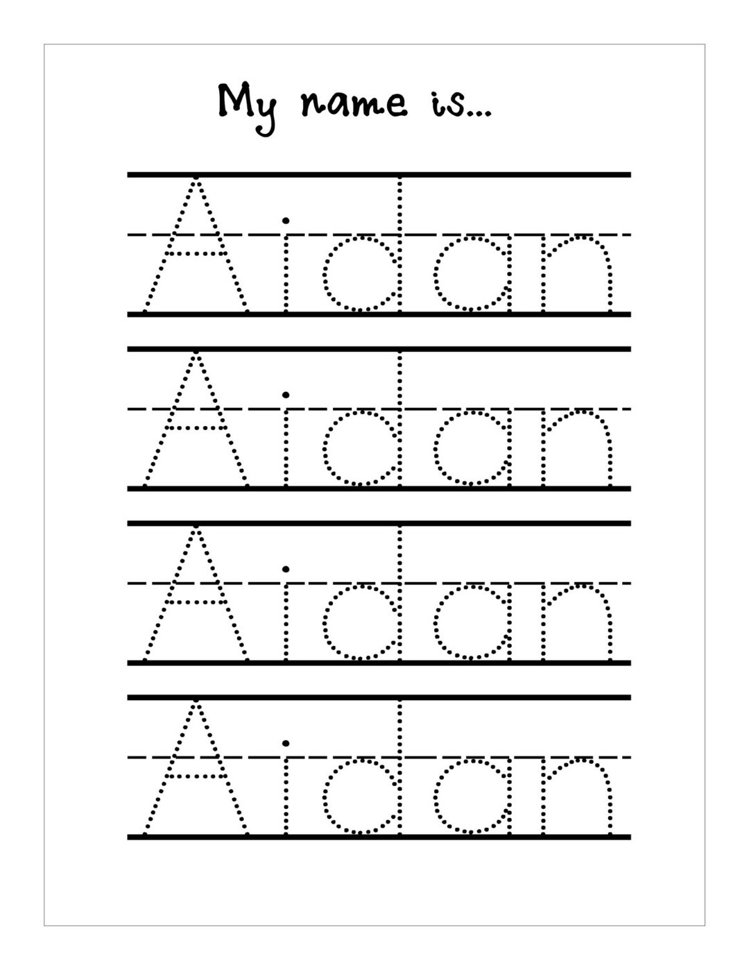 Name Trace Worksheet DIGITAL FILE Printable For Pre Schoolers kindergarteners Etsy Israel