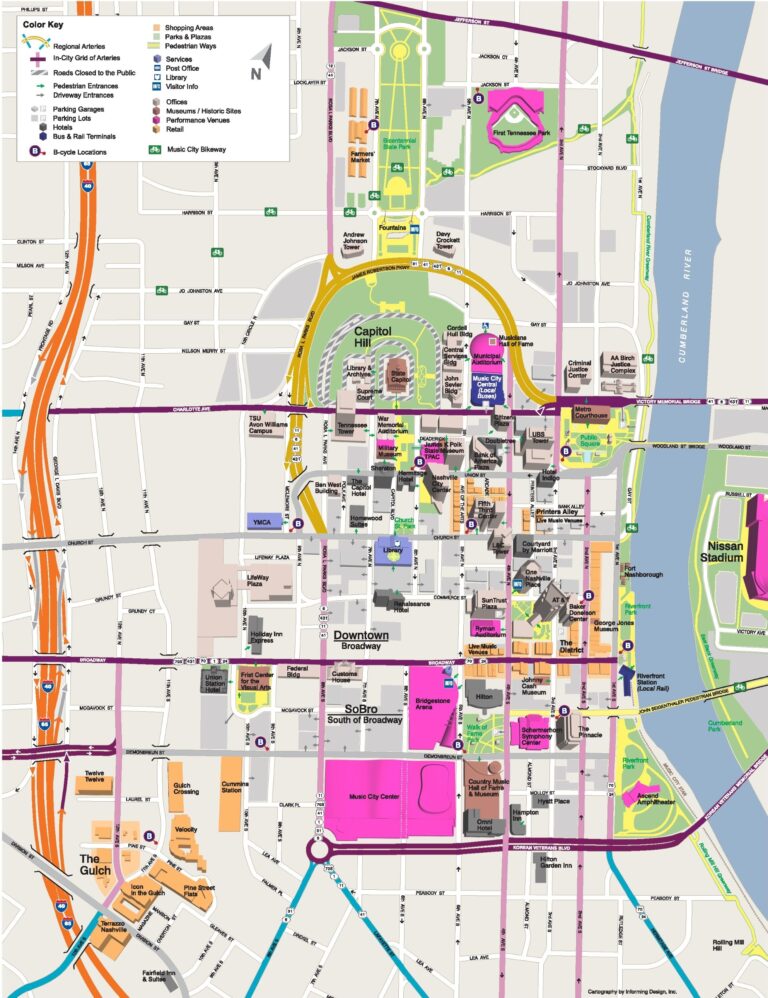 Nashville Tourist Attractions Map Ontheworldmap