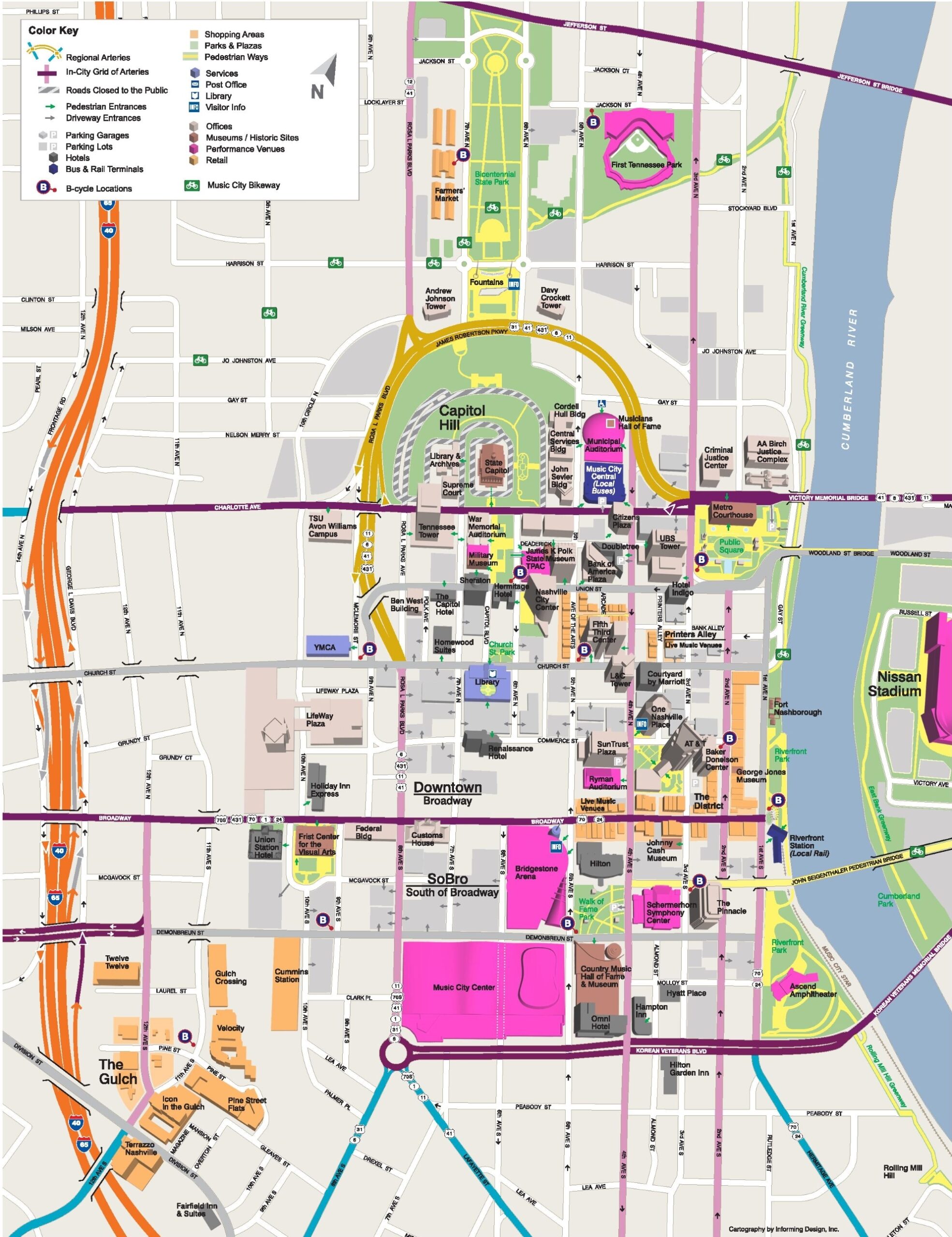 Nashville Tourist Attractions Map Ontheworldmap