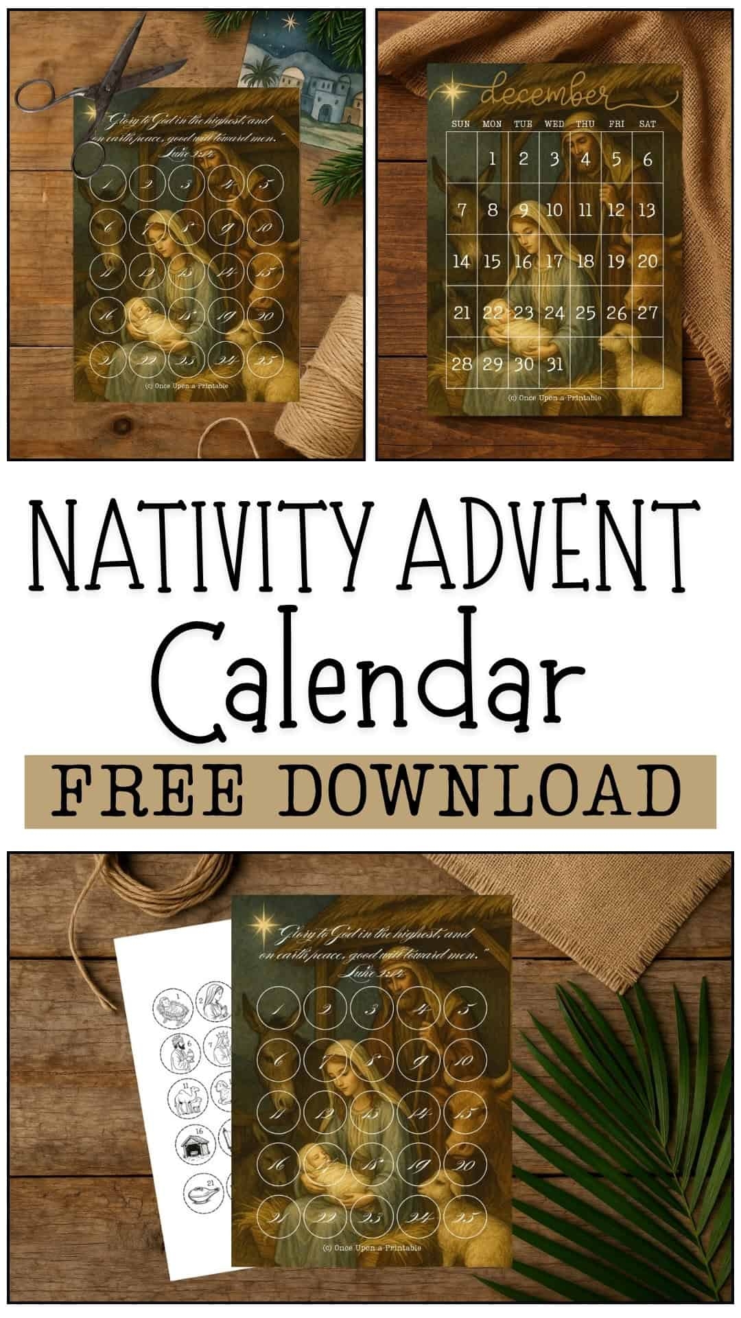 Nativity Advent Calendar Free Printable Once Upon A Printable Nativity Advent Calendar Free Printable Once Upon A Printable