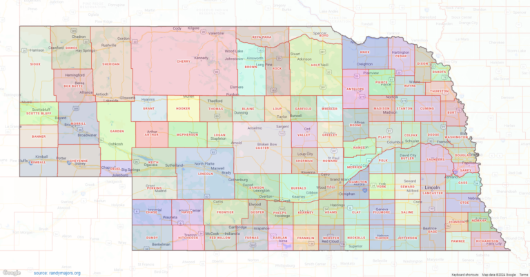 Nebraska County Map Shown On Google Maps