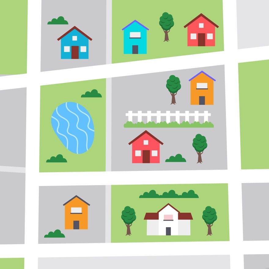 Neighborhood Map Illustration In Illustrator SVG JPG EPS PNG Download Template