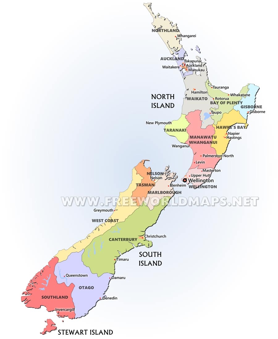 Free Printable Map Of New Zealand