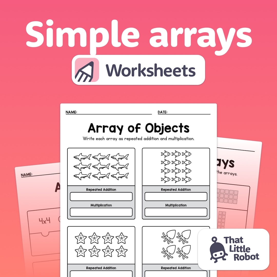 No Prep Arrays Worksheets Multiplication And Repeated Addition Activities 1st 2nd U0026 3rd Grade Math printable PDF Etsy