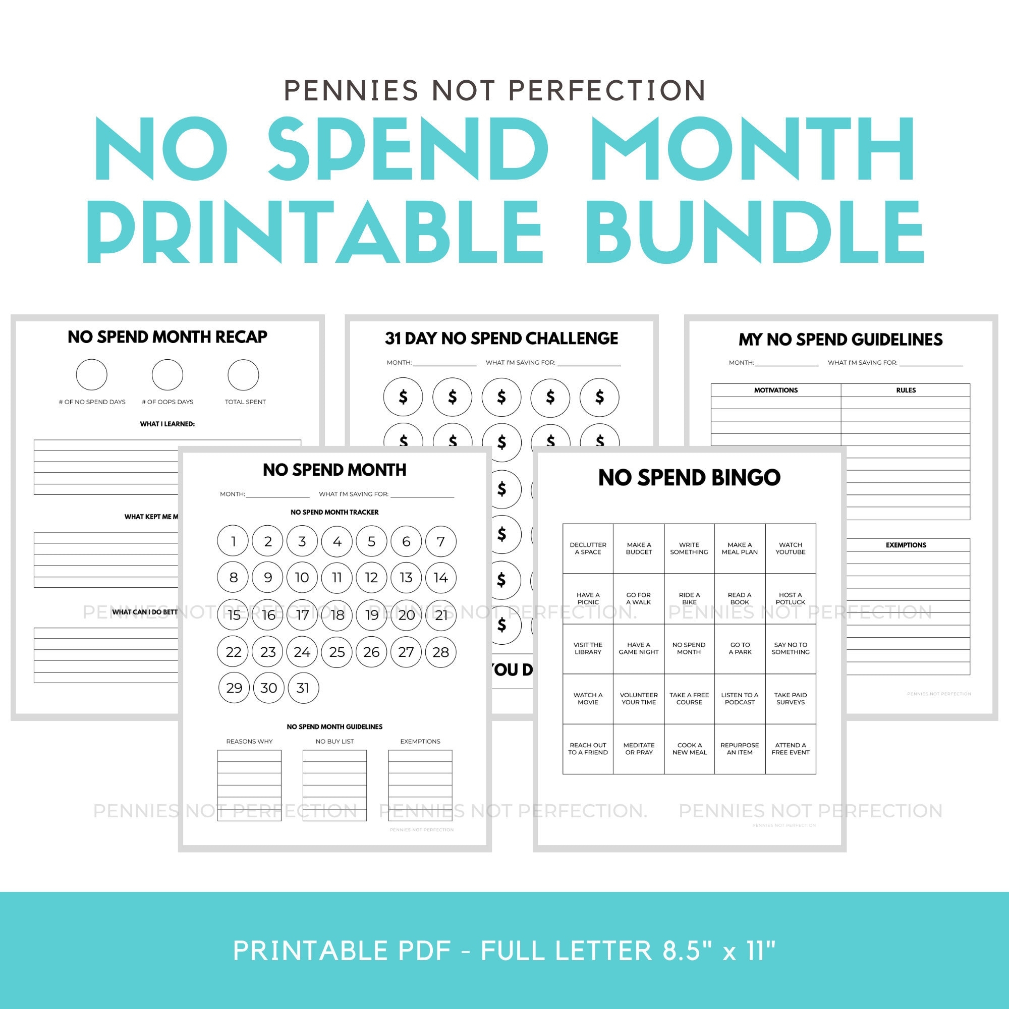 No Spend Challenge No Spend Tracker No Spend Month No Spend Days Budget Planner No Spend Tracker Printable Oder Digital PDF Etsy de