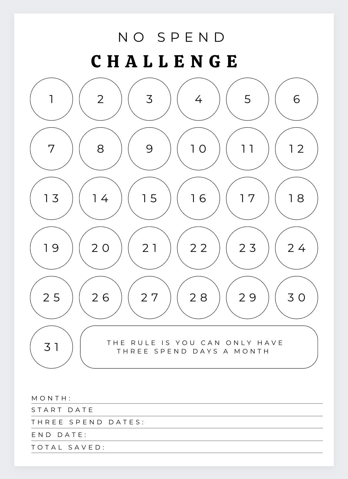 No Spend Month Challenge Ausgaben No Spend Tracker Savings Challenge Finanzplaner No Spend Month Pers nliche Finanzen Monatlich Keine Ausgaben Etsy de