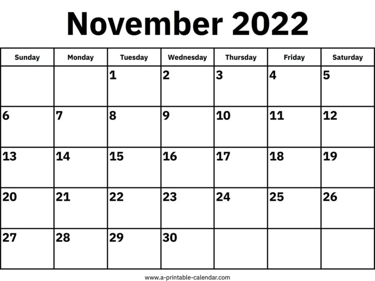 November 2022 Calendars Printable Calendar 2022