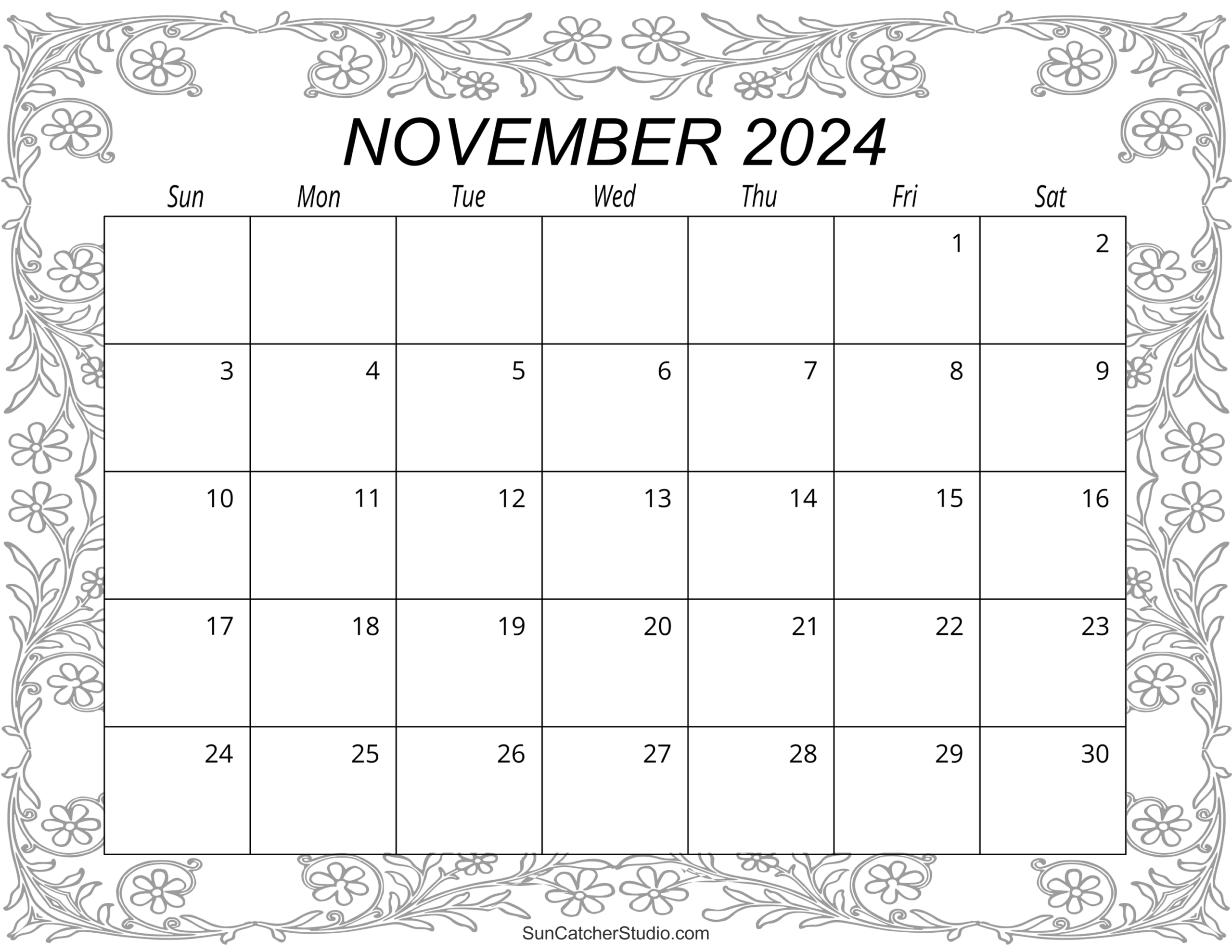 November Blank Printable Calendar