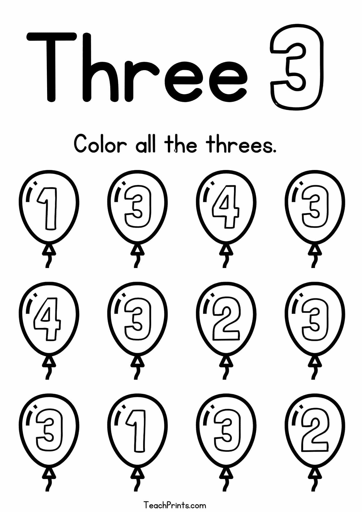 Number 3 Tracing Worksheets Free Printables Teach Prints