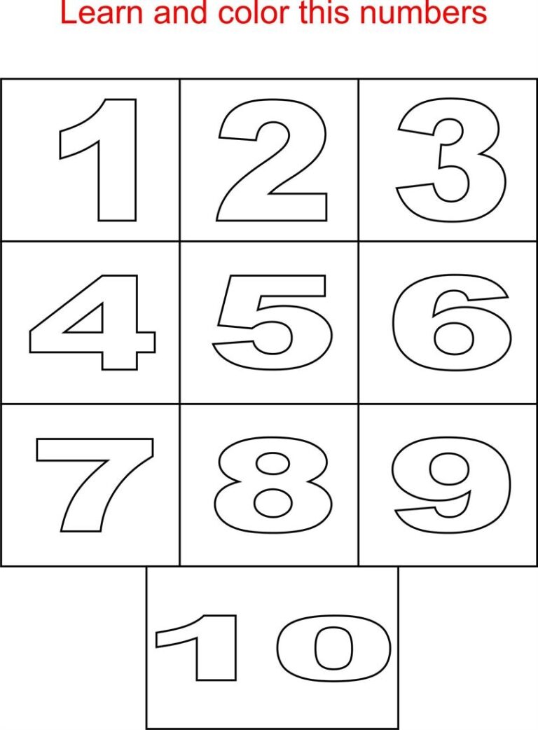 Numbers Coloring Pages For Kids 