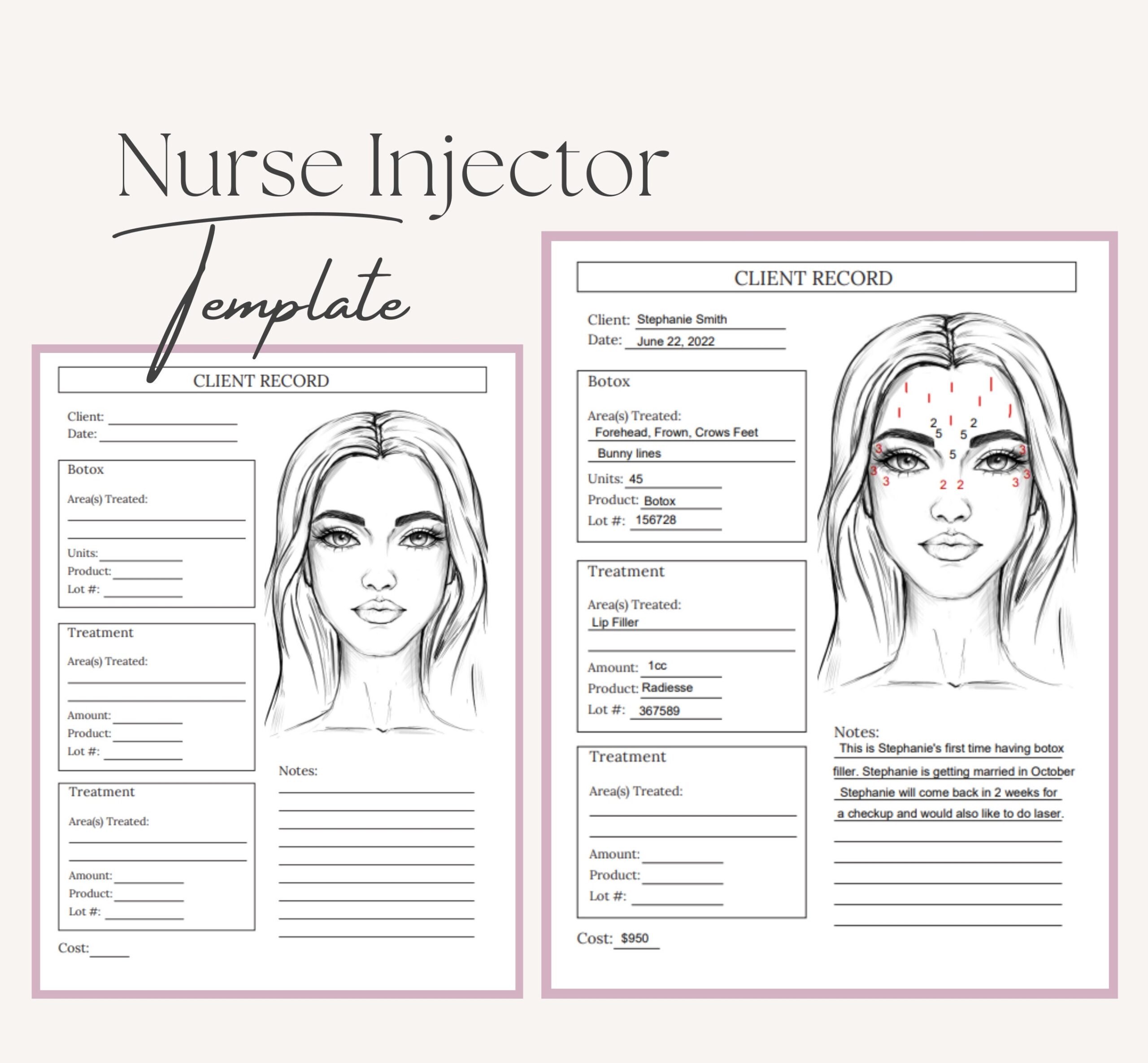 Nurse Injector Digital Download Template Goodnotes Botox Form For 
