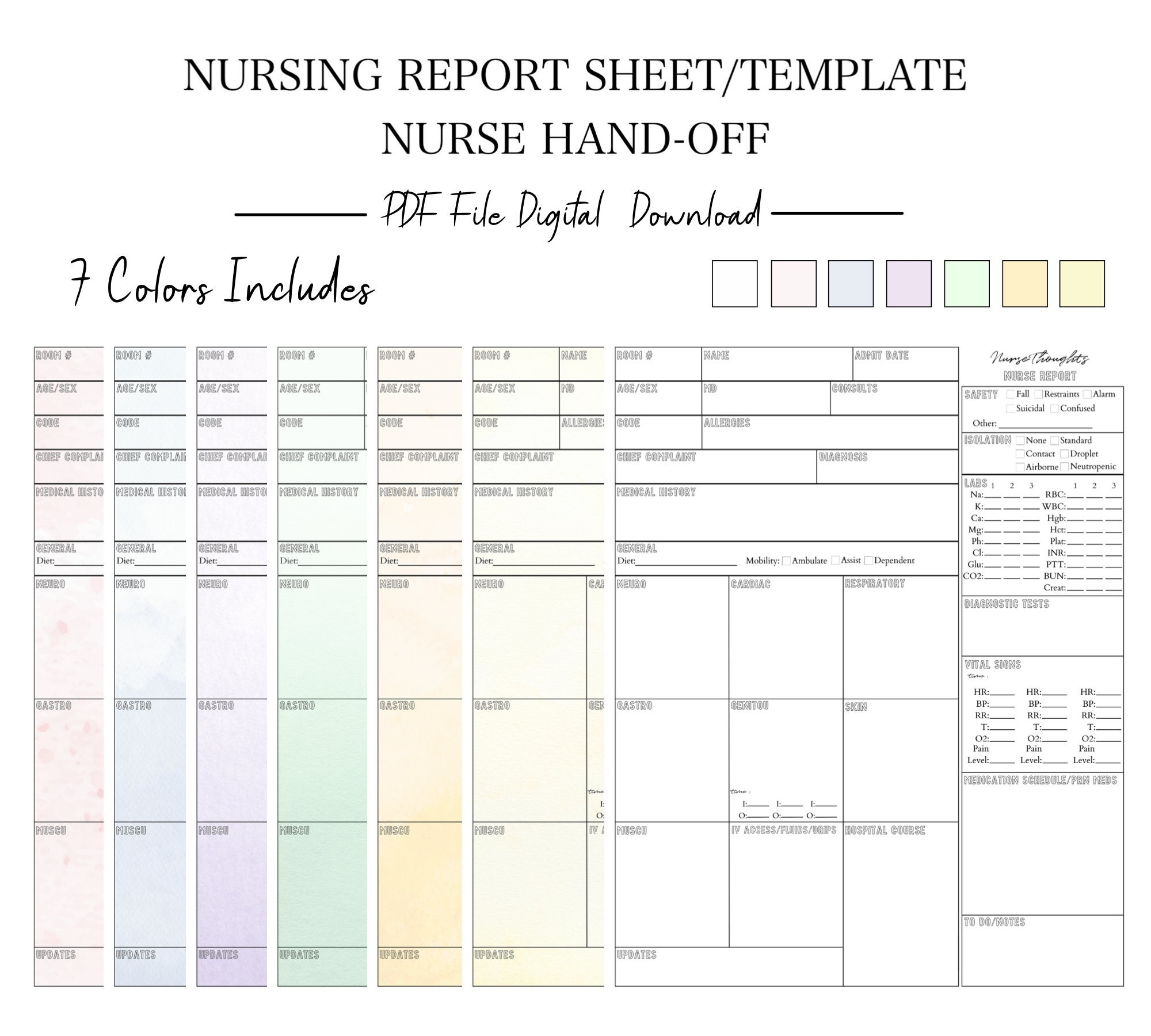 Nurse Report Sheet Printable