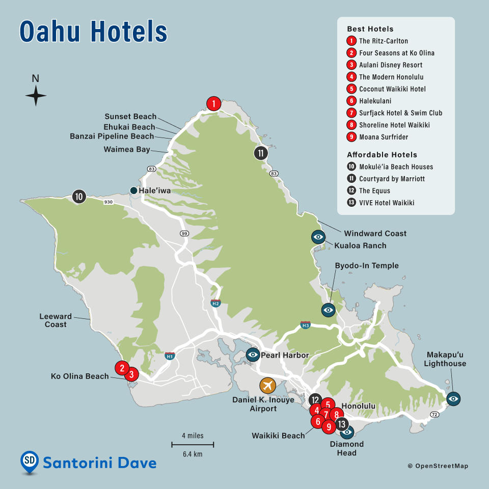 OAHU HOTEL MAP Best Areas Neighborhoods Places To Stay