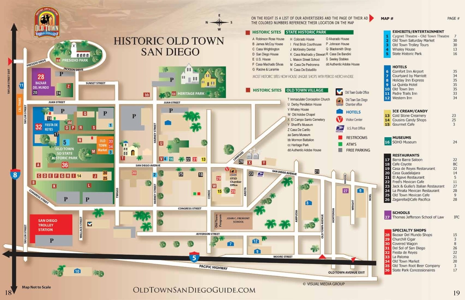 Old Town San Diego Tourist Attractions Map Ontheworldmap