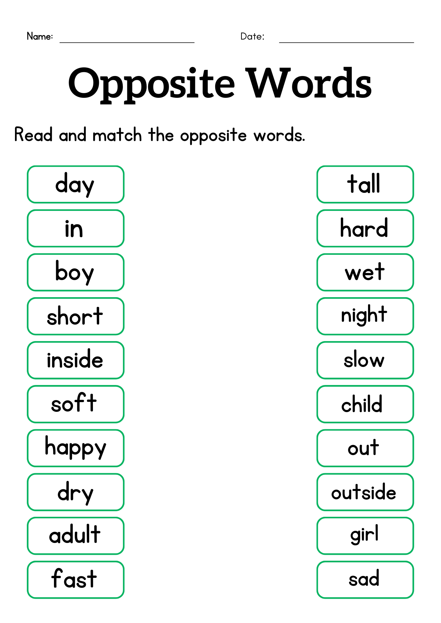 Opposite Words Worksheet For Grade 1 Or 2 Kindergarten Opposite Words For Kids Made By Teachers