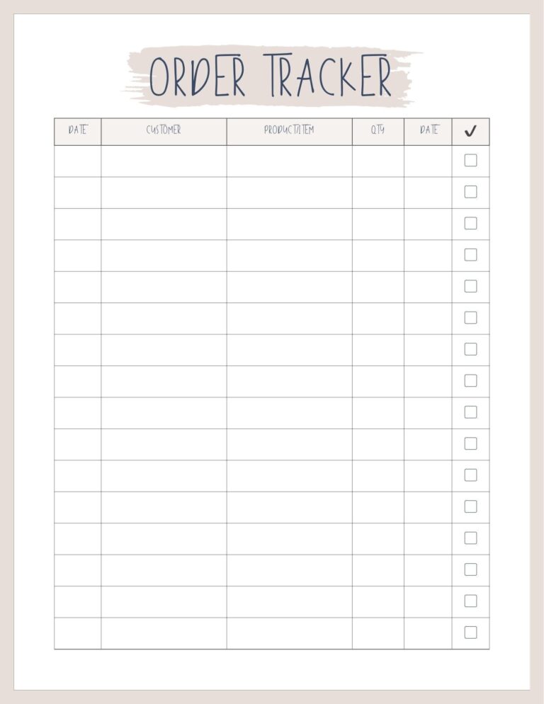 Order Tracker Order Form Small Business Printable Etsy