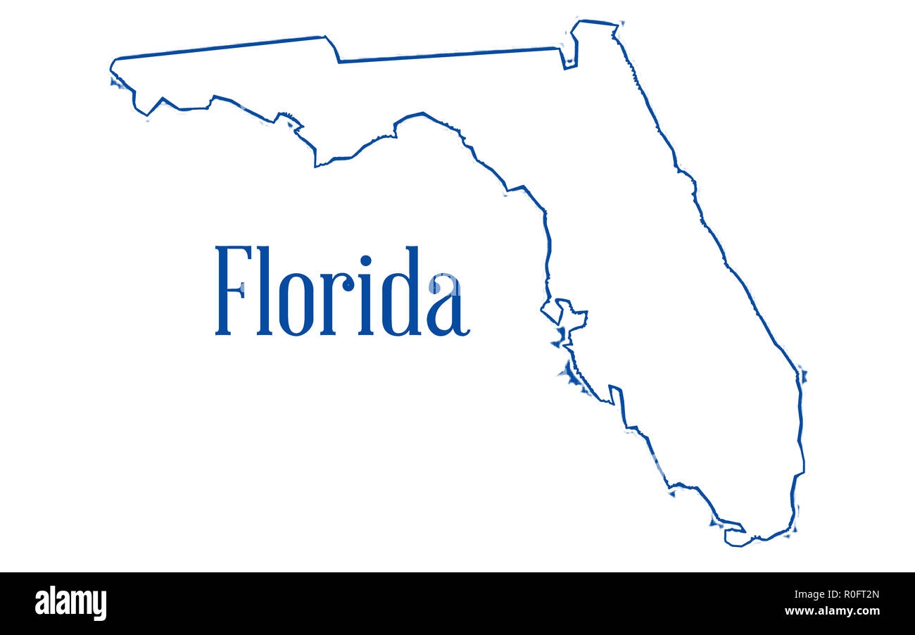 Outline Map Of The Map Of Florida Isolated On White Stock Photo Alamy