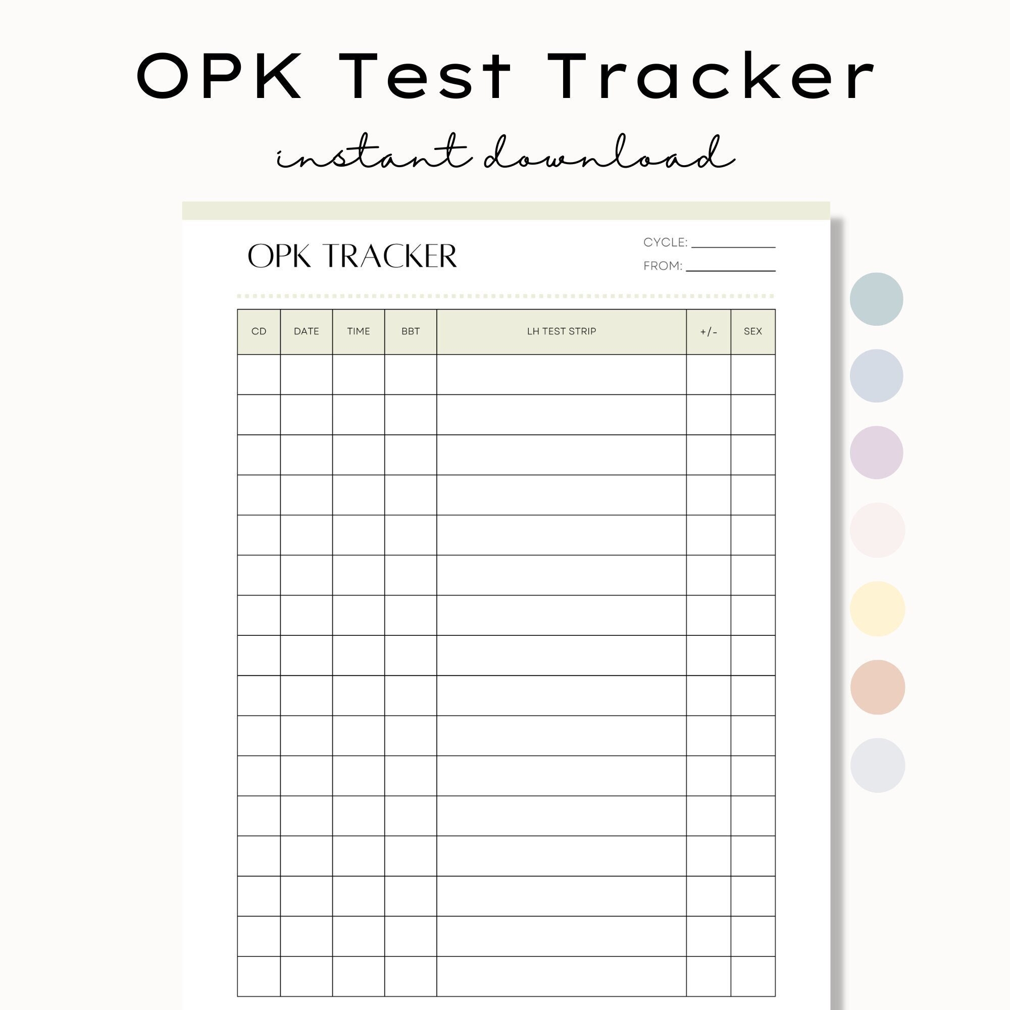 Ovulation Log Pdf Etsy