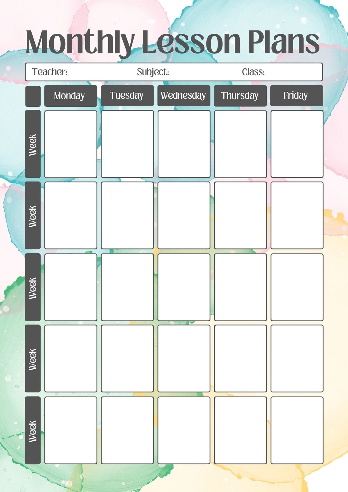 Page 2 Free Printable Preschool Lesson Plan Templates Canva