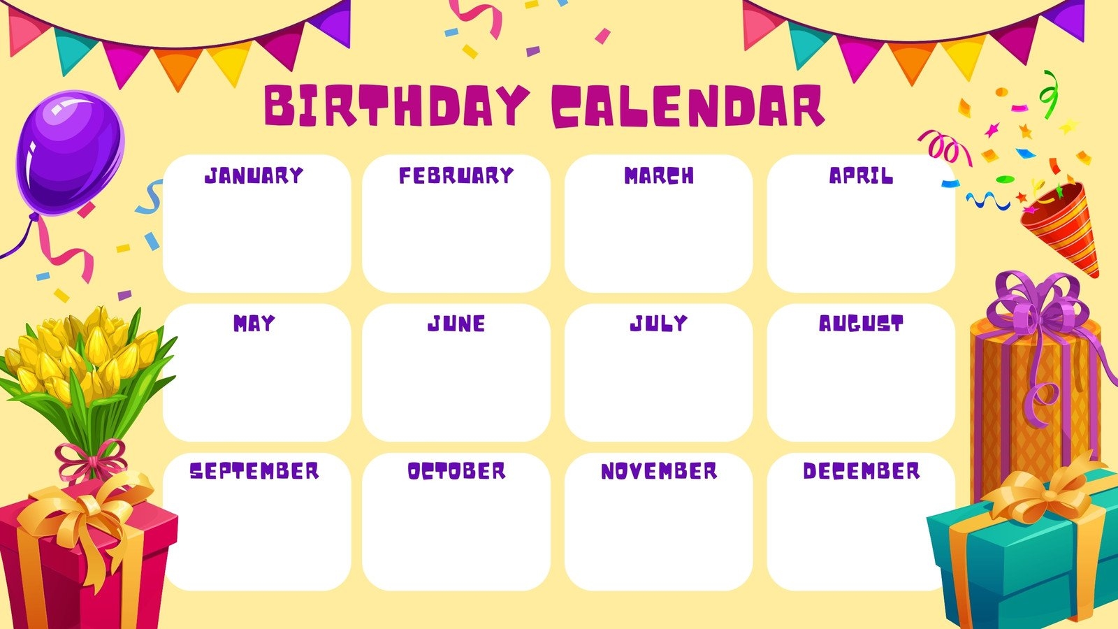 Page 4 Free Printable Customizable Birthday Calendar Templates Canva