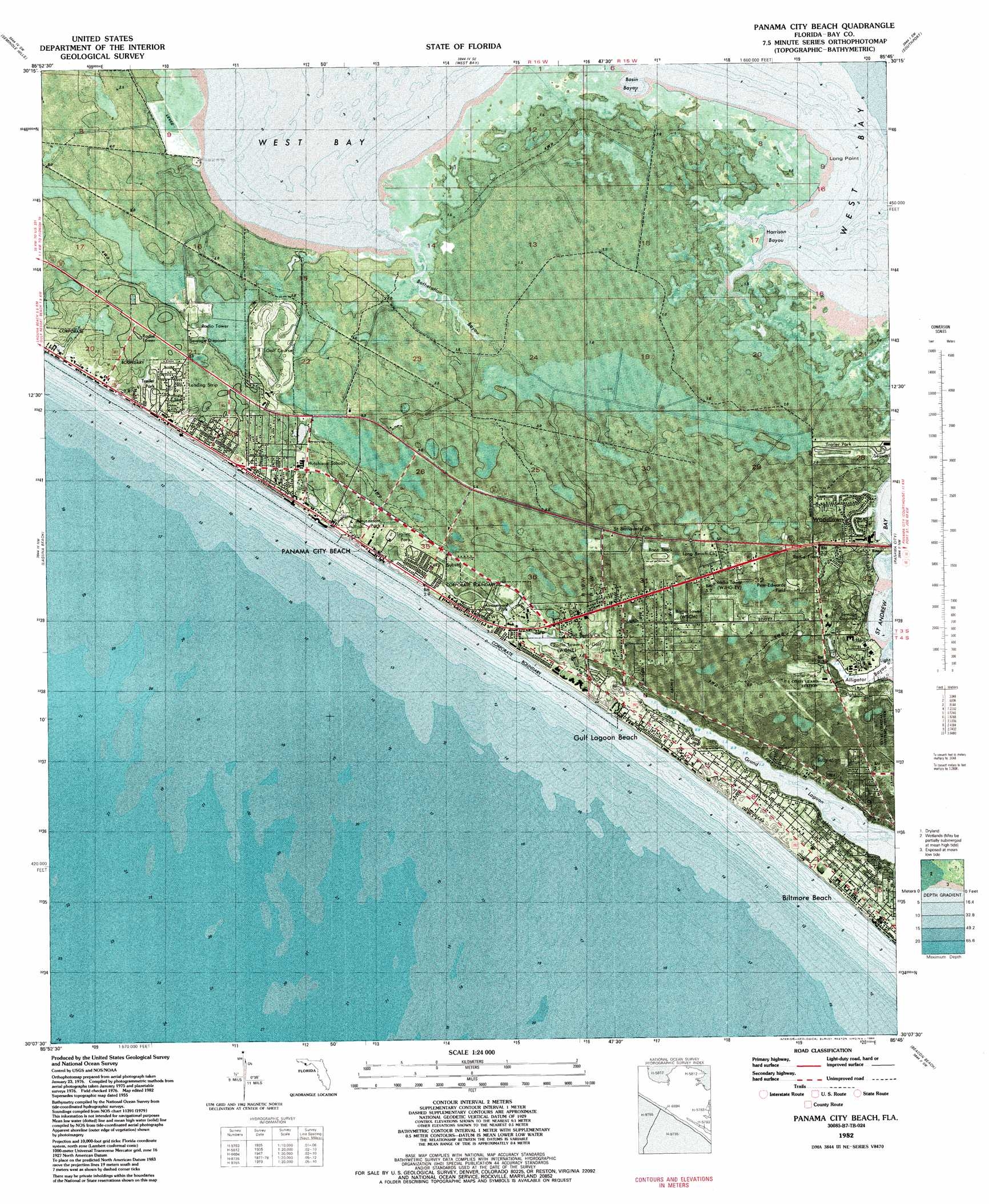 Panama City Beach Topographic Map 1 24 000 Scale Florida