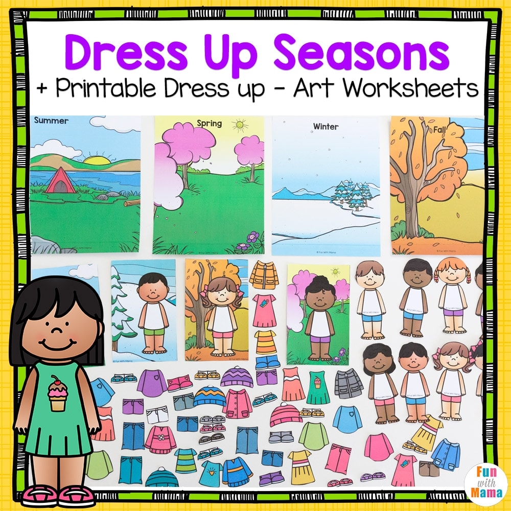 Paper Doll Template Weather Dress Up Seasons Activity Fun With Mama Shop