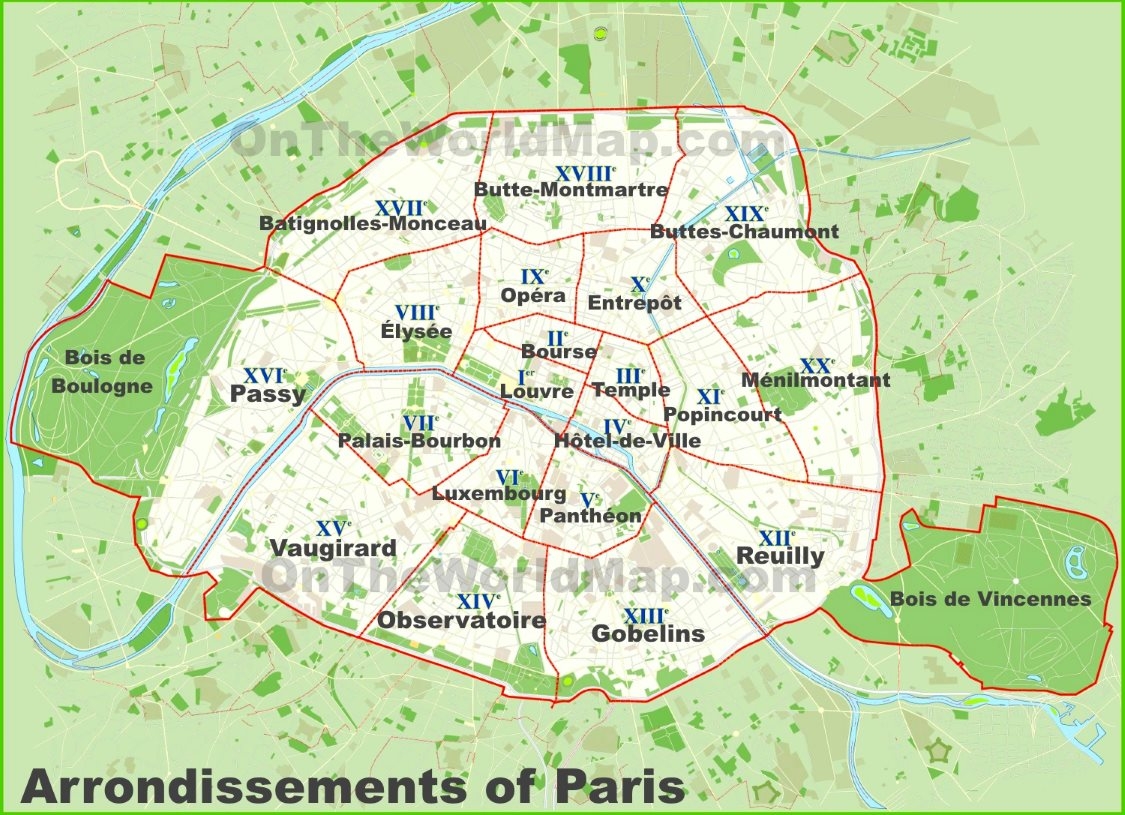 Printable Paris Arrondissement Map