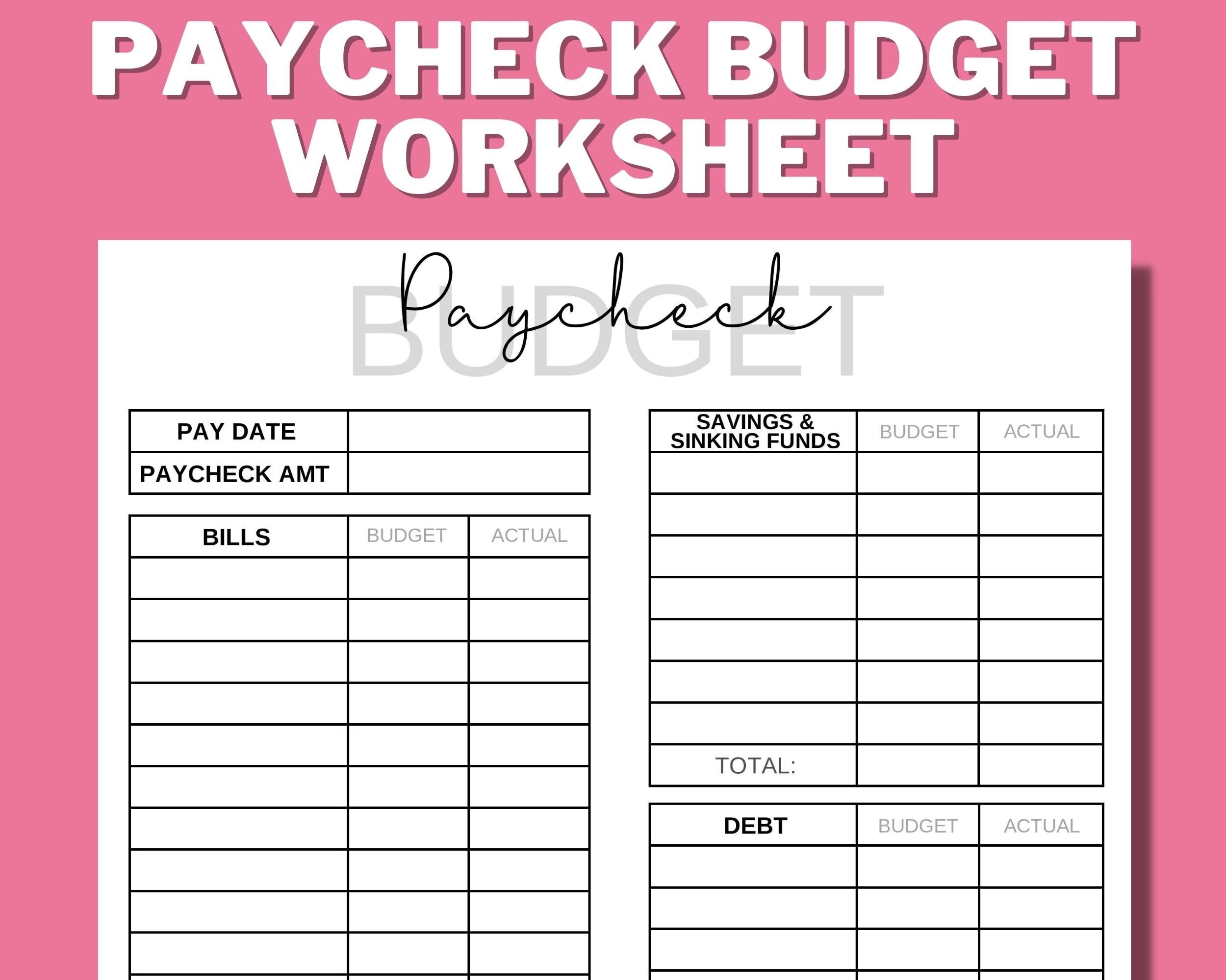 Free Printable Budgeting Worksheets For Adults