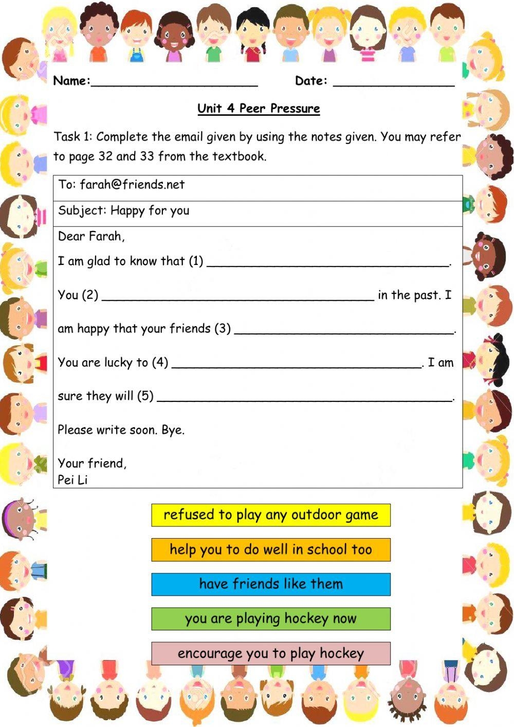 Printable Peer Pressure Worksheets