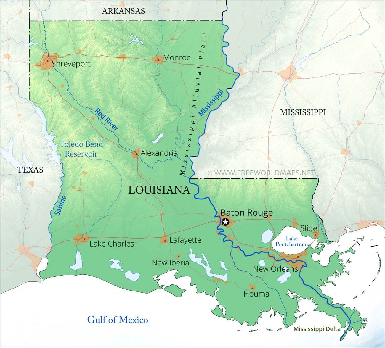 Free Printable Map Of Louisiana