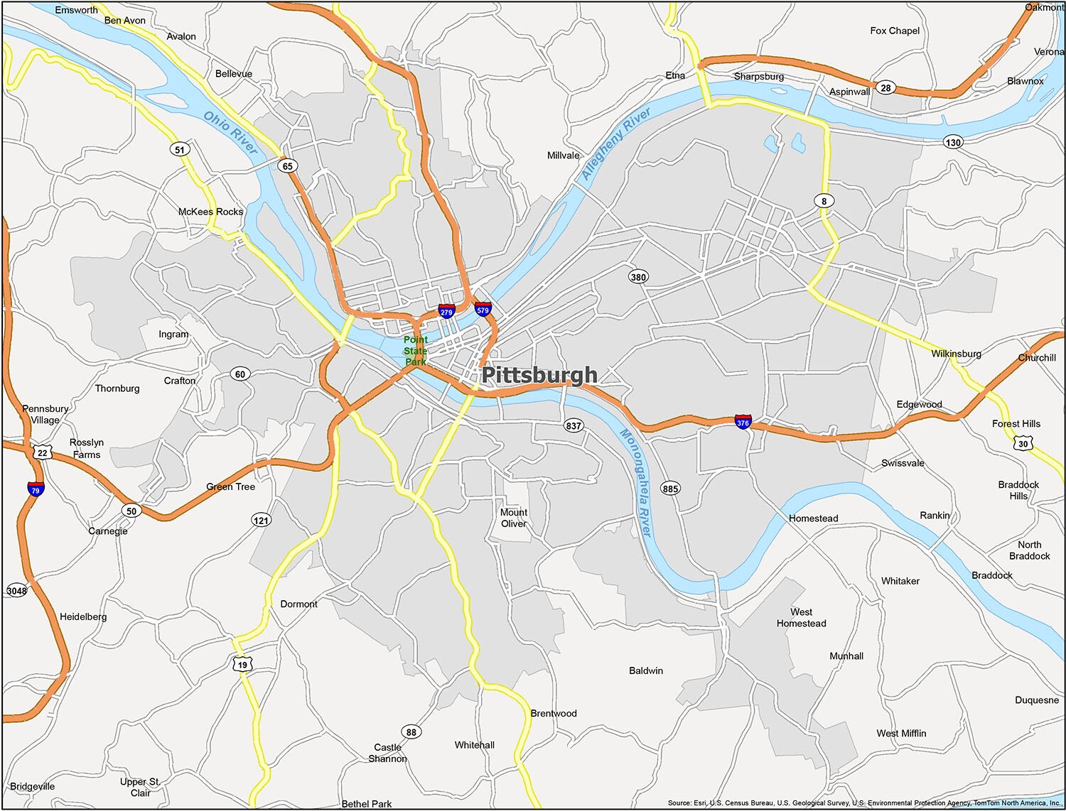 Pittsburgh Map Pennsylvania GIS Geography