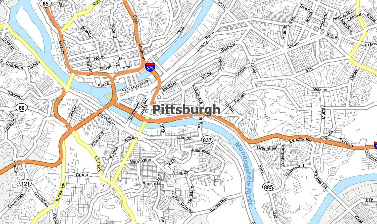 Pittsburgh Map Pennsylvania GIS Geography