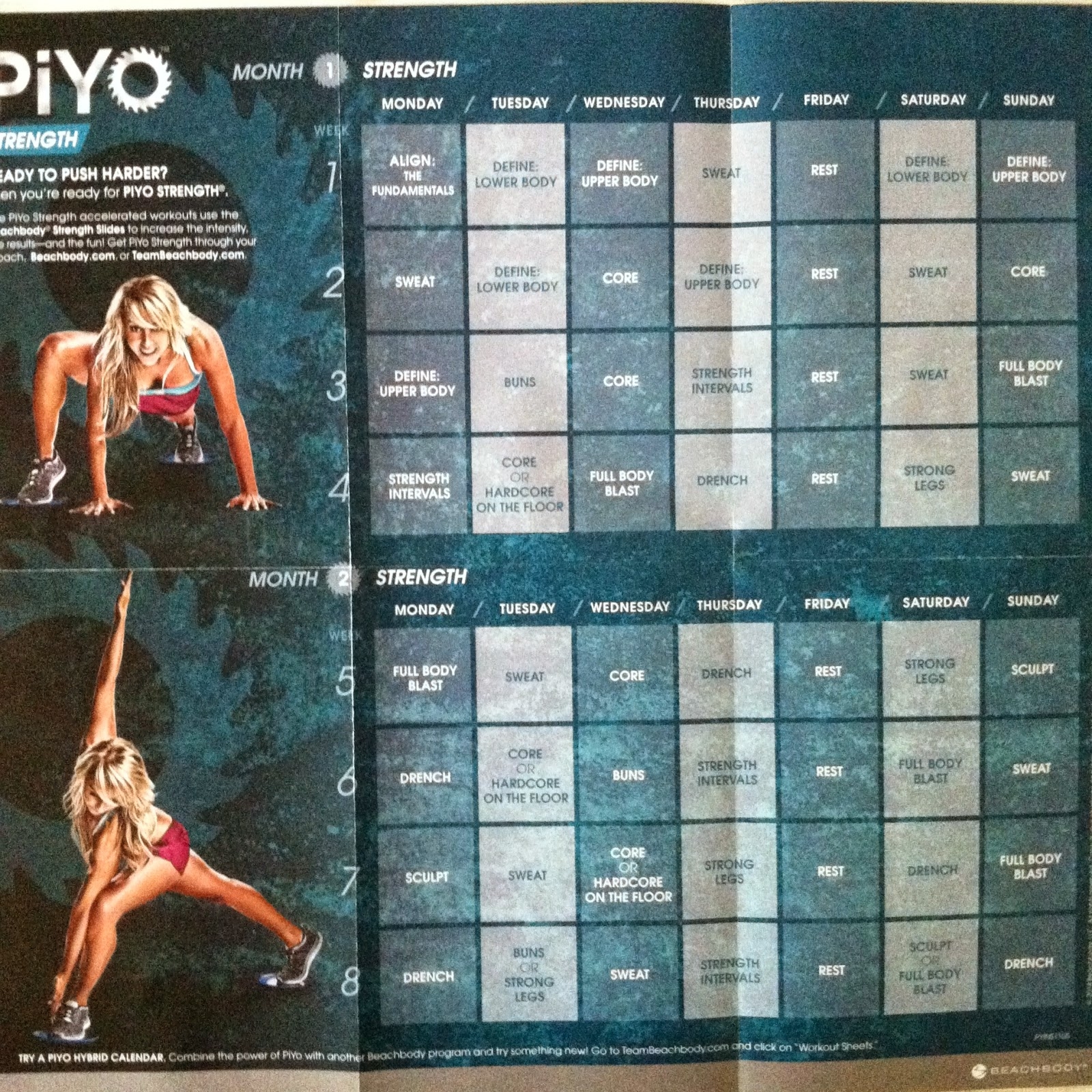Piyo Workout Calendar Printable Piyo Workout Calendar Print A Workout Calendar