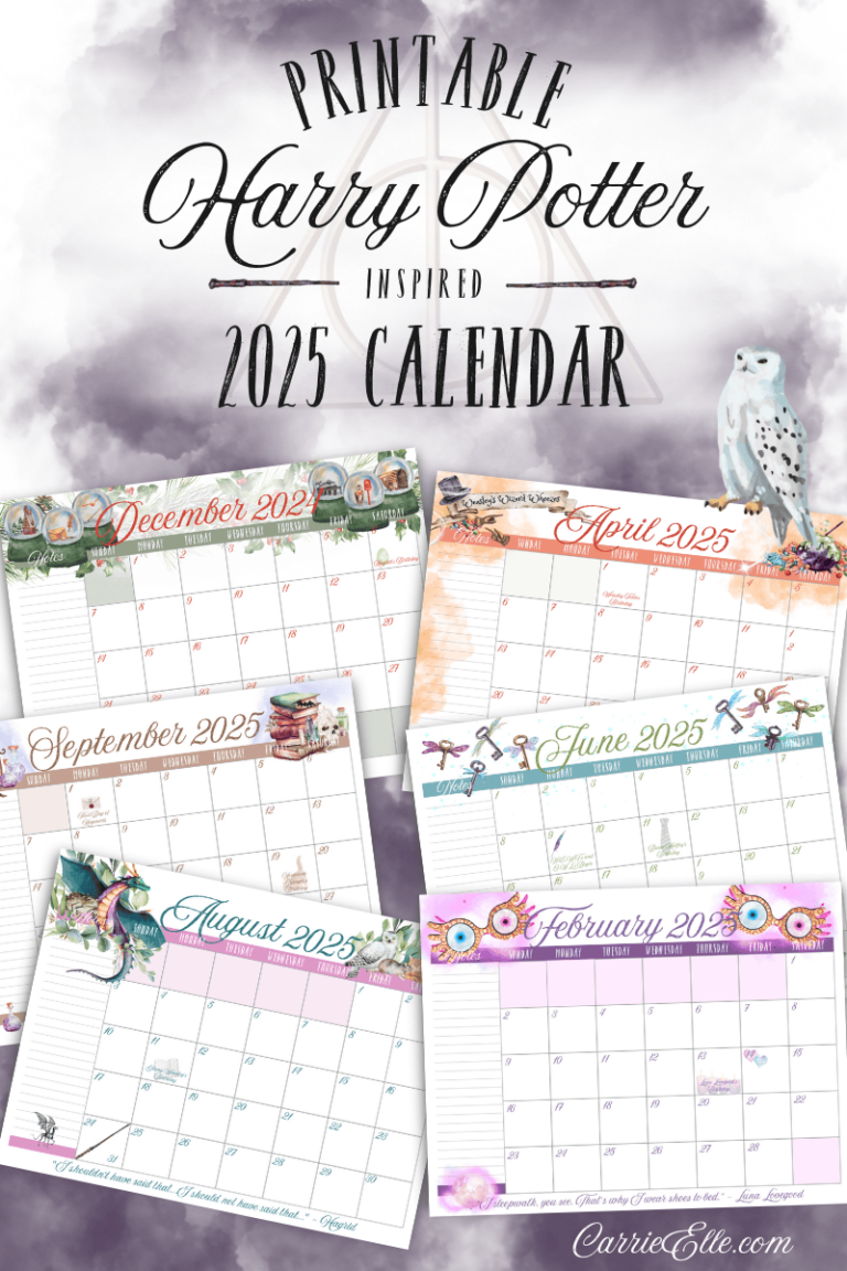 Plan Like A Wizard 2025 Printable Harry Potter Inspired Calendar Download Carrie Elle